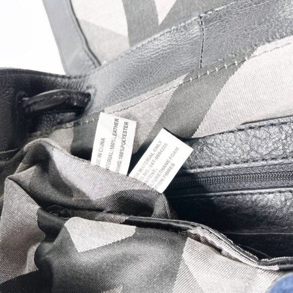 CHRISTOPHER KON Blue Suede Black Leather Backpack  - Picture 7 of 16